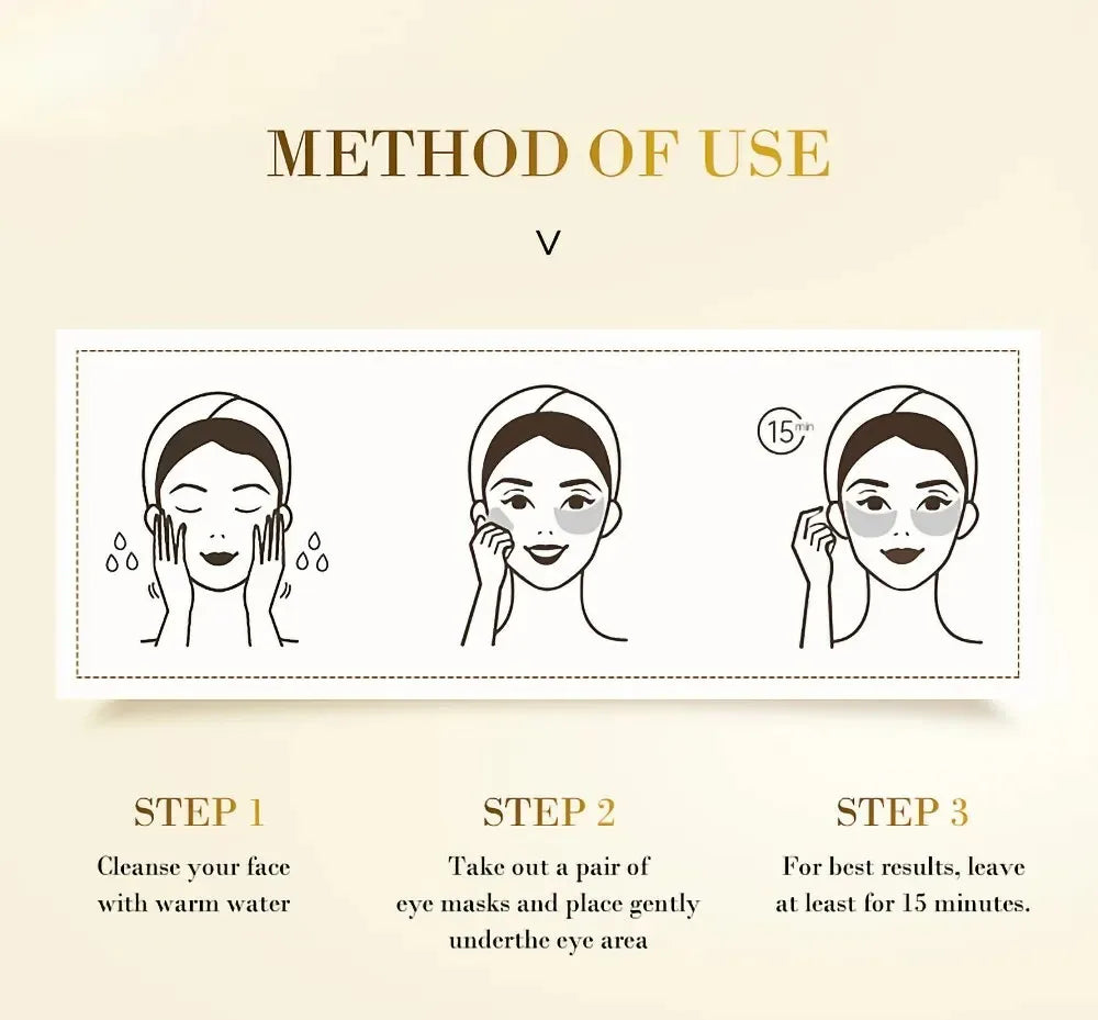 60pcs Korean Golden Moisturising Collagen Eye Mask