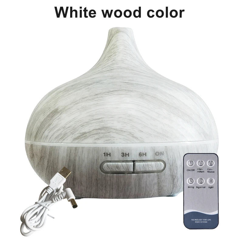 550ml Wood Color USB Aroma/Essential Oil Diffuser with 7 Colour LED Lights & Remote Control