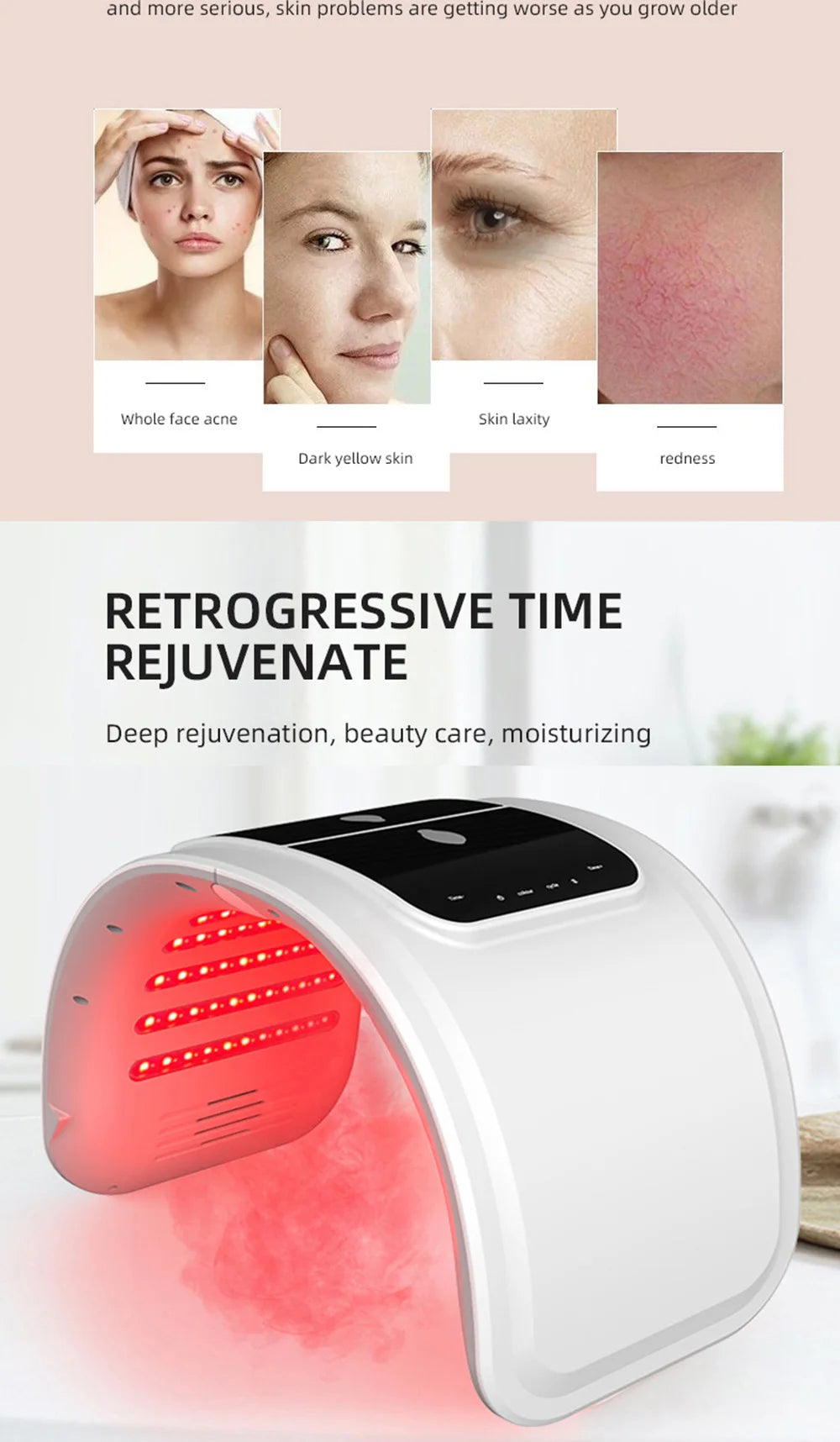LED Light Therapy Face Mask With Facial Spray