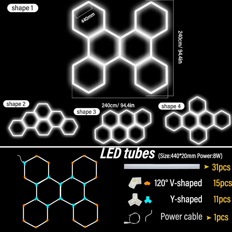 Honeycomb LED DIY Hexagon Garage Light