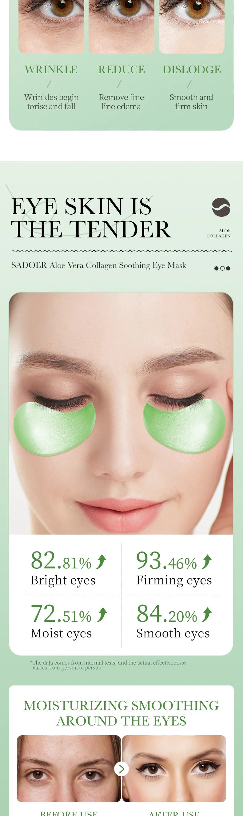 60pcs Collagen & Aloe Vera Firming Eye Mask