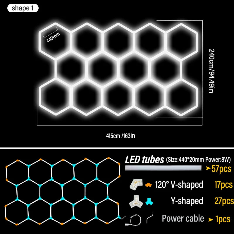 Honeycomb LED DIY Hexagon Garage Light