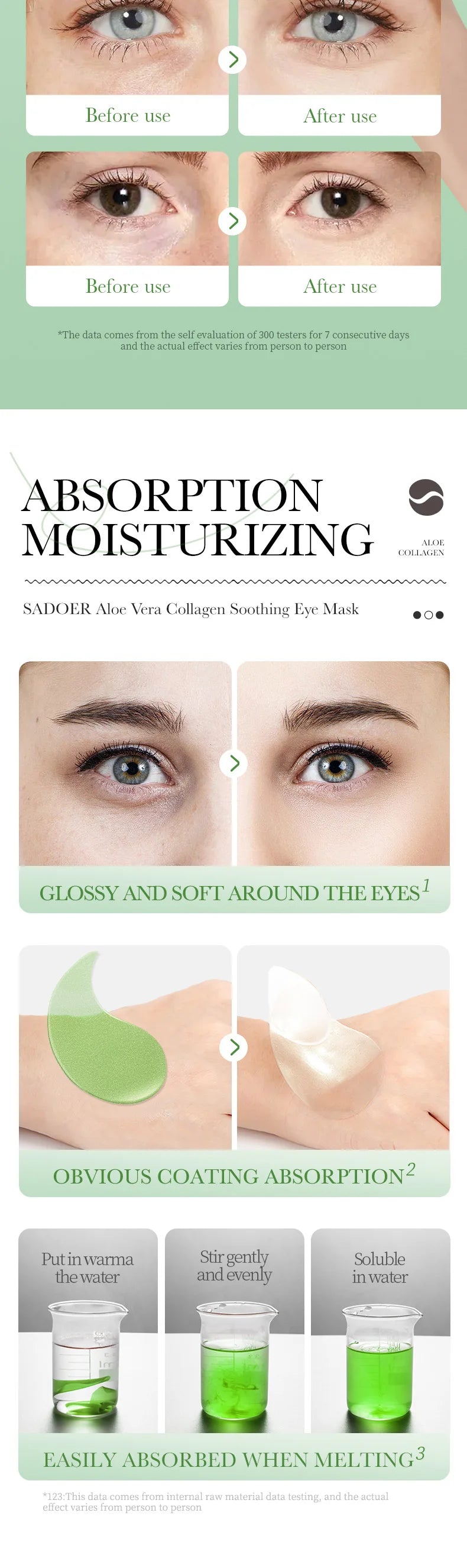 60pcs Collagen & Aloe Vera Firming Eye Mask