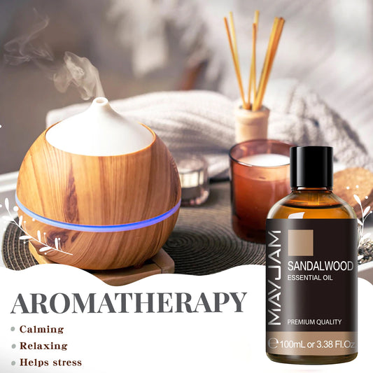 MAYJAM 1PCS 100ML Essential Oil with Dropper Sandalwood Lavender Eucalyptus Vanilla Aroma Oil For Humidifier/Diffuser