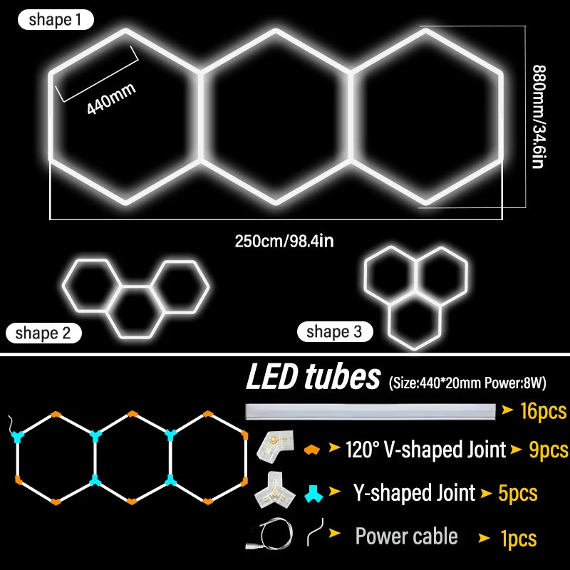 Honeycomb LED DIY Hexagon Garage Light