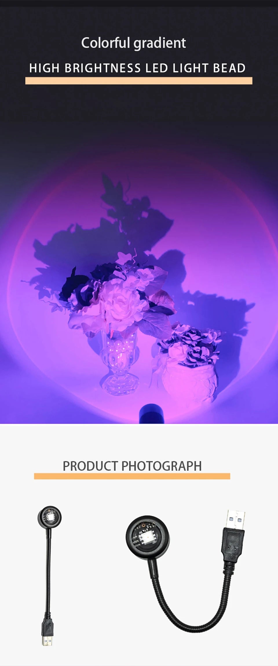 LED Sunset Lamp USB Projector