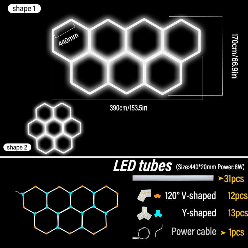 Honeycomb LED DIY Hexagon Garage Light
