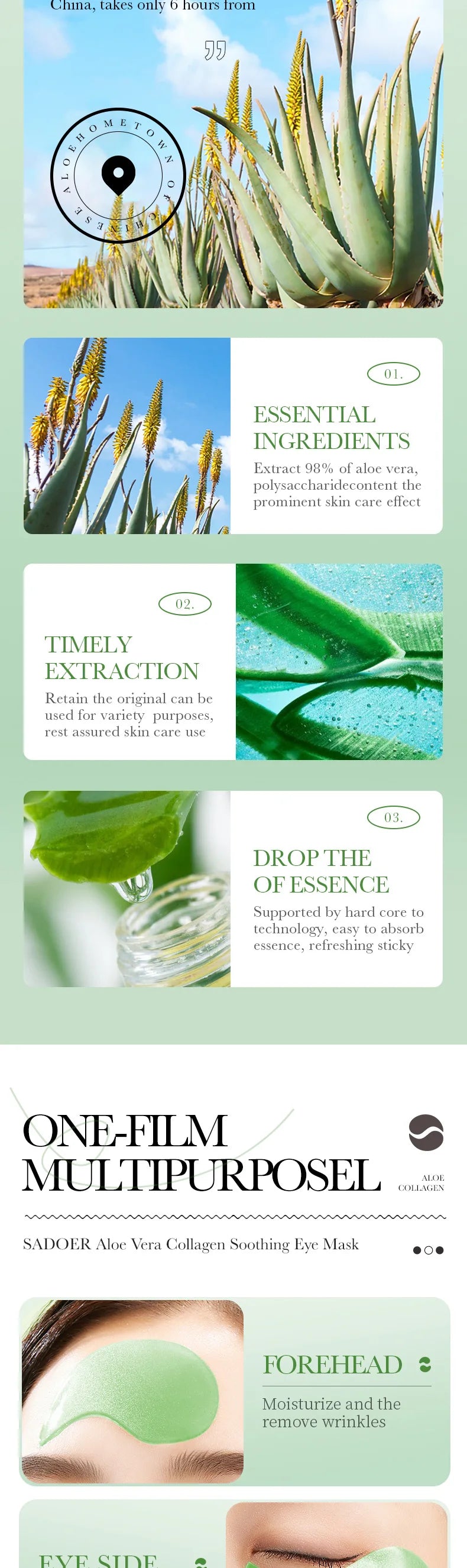 60pcs Collagen & Aloe Vera Firming Eye Mask