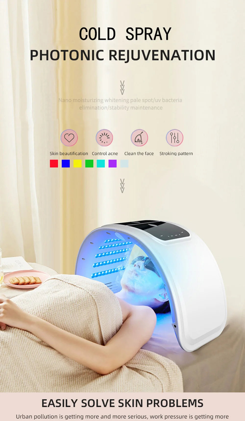 LED Light Therapy Face Mask With Facial Spray