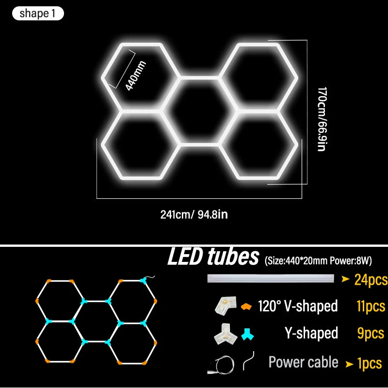 Honeycomb LED DIY Hexagon Garage Light