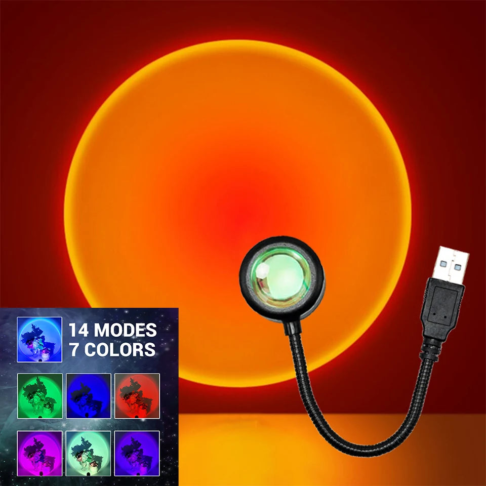 LED Sunset Lamp USB Projector