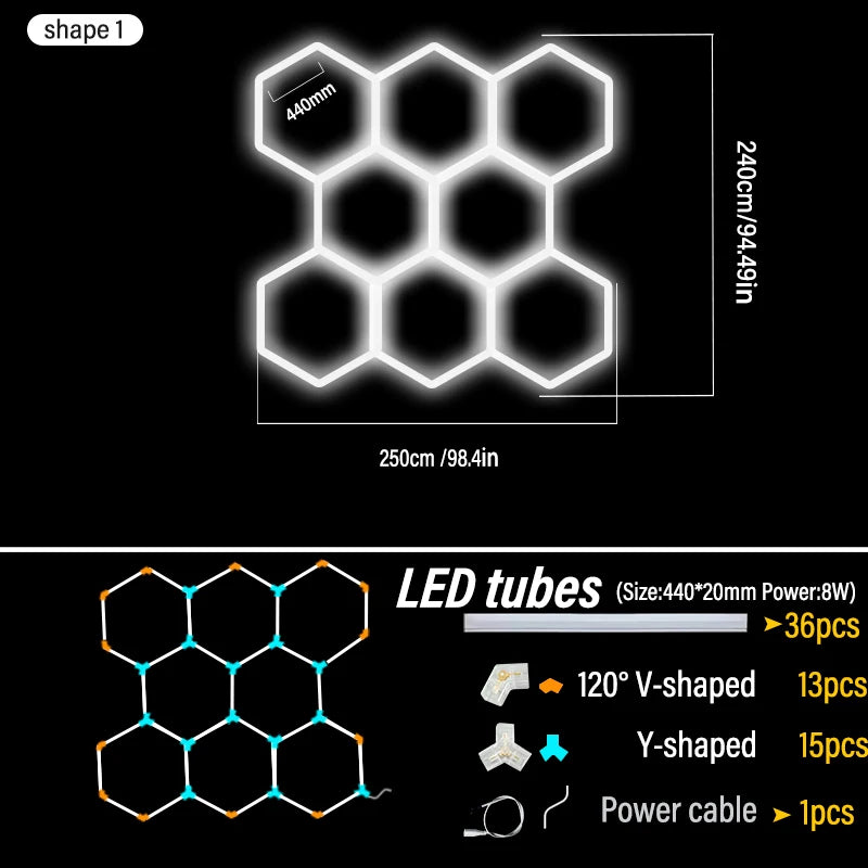 Honeycomb LED DIY Hexagon Garage Light