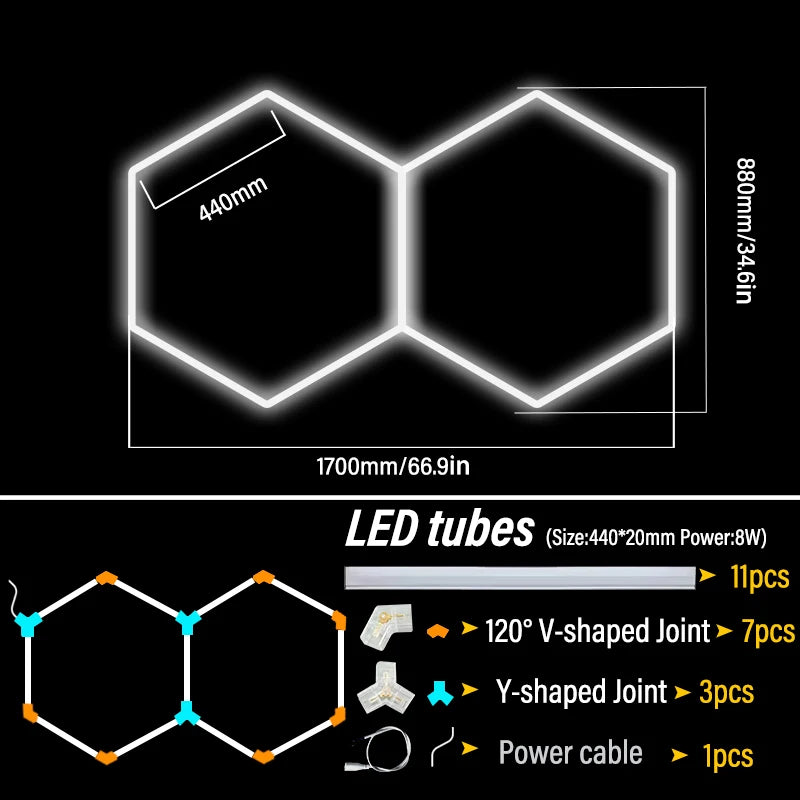 Honeycomb LED DIY Hexagon Garage Light