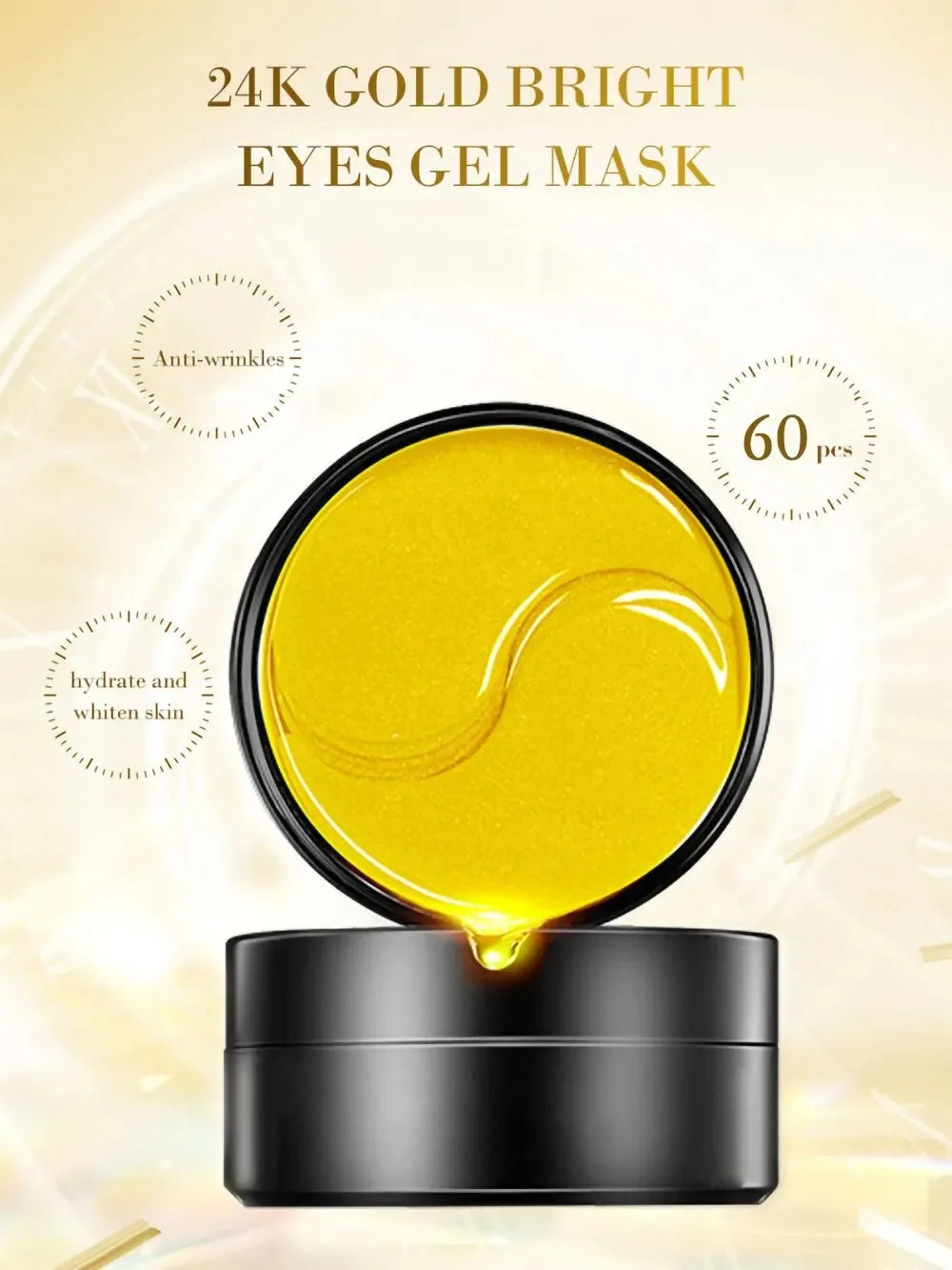 60pcs Korean Golden Moisturising Collagen Eye Mask