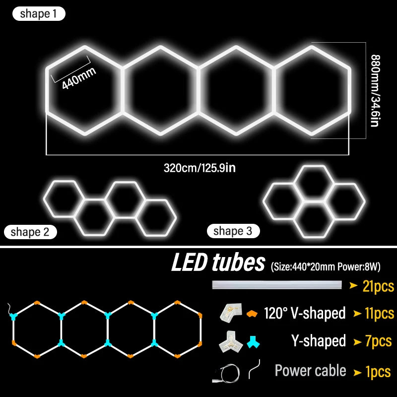 Honeycomb LED DIY Hexagon Garage Light